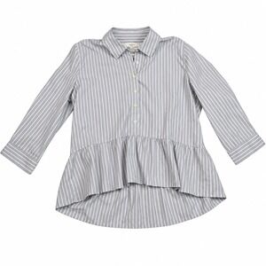 Birds of Paradis Trovata Blouse Small Blue White Stripe Peplum Cotton Shirt